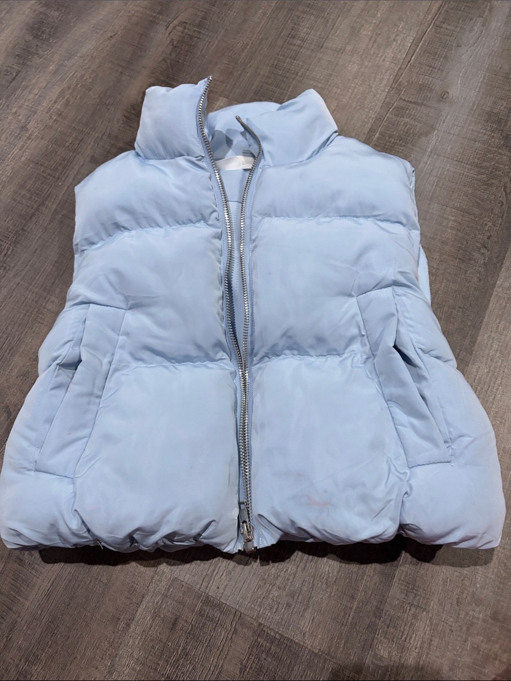 Altar'd State Light Blue Quilted Puffer Vest with Stand Collar